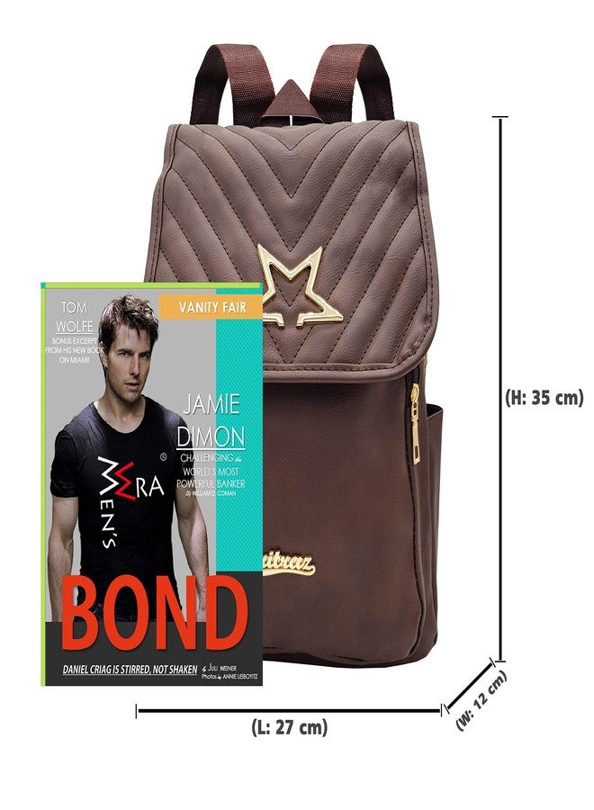 فريتراز حقيبة ظهر من الجلد الصناعي VRITRAZ Star، حقيبة كتف، حقيبة يد للنساء والفتيات، لون قهوة - Image 3